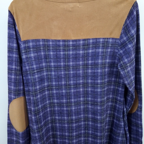 NWT Simply Southern Collection Midnight Montana Dress Elbow Pads Blue Plaid M - Picture 7 of 14